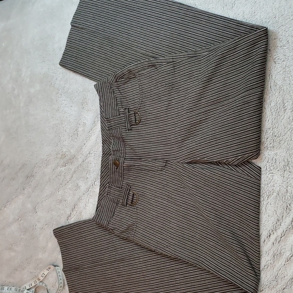 NEW DIRECTIONS Womens Brown/White 4-Pocket Lightweight Pants-Brass Trim-EUC-Sz 6 - Picture 1 of 16